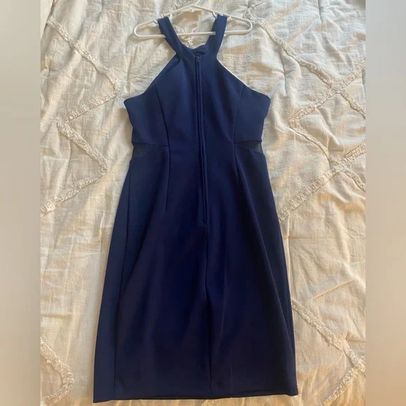 Lulus | Dresses | Lulus Navy Blue Halter Homecoming Dress Mesh Cutouts |  Poshmark